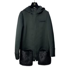 Vera Wang Pre-Fall 2014 Polyester Fur Pockets Coat Sz.40